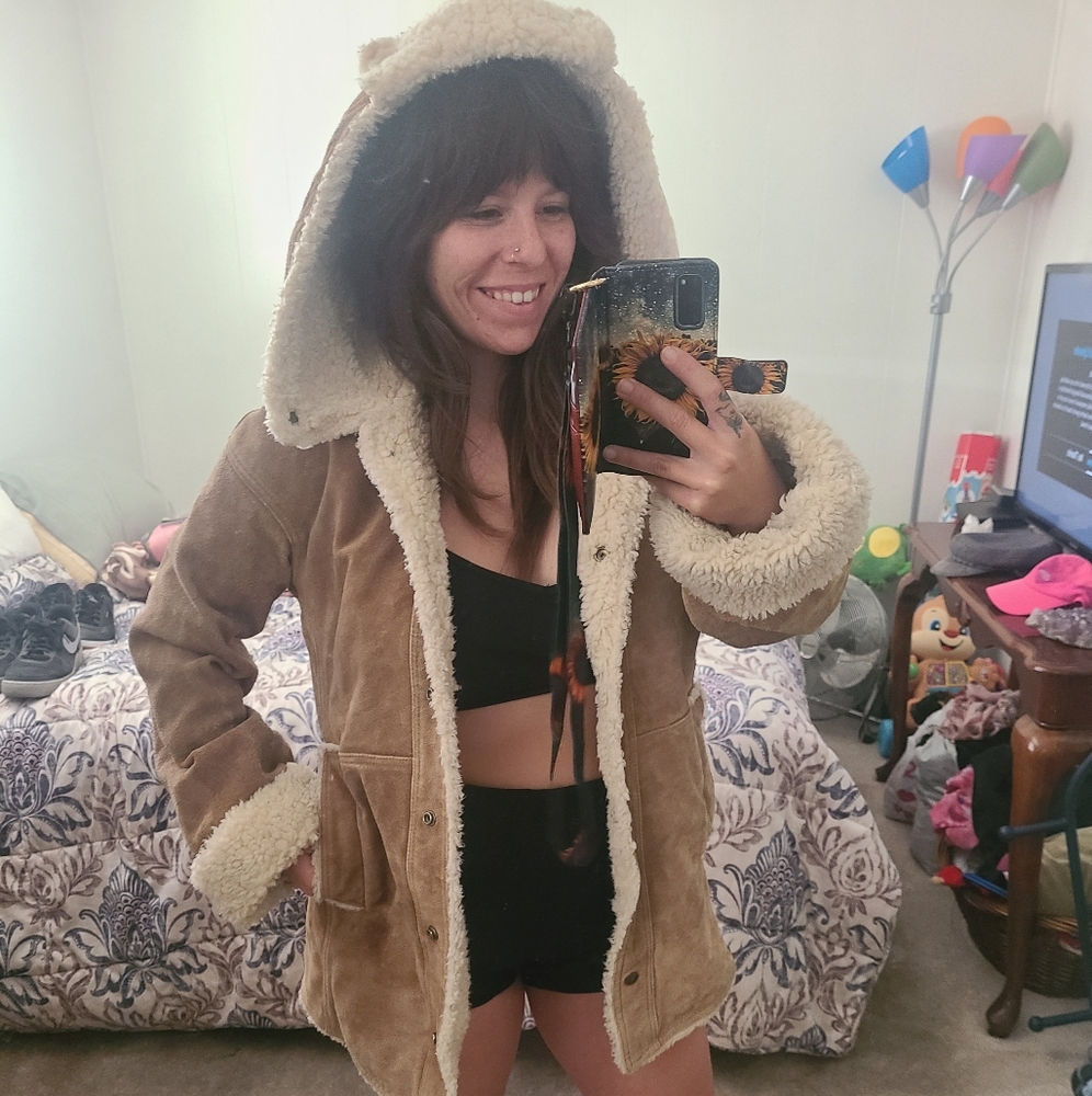 Vintage leather and shearling coat